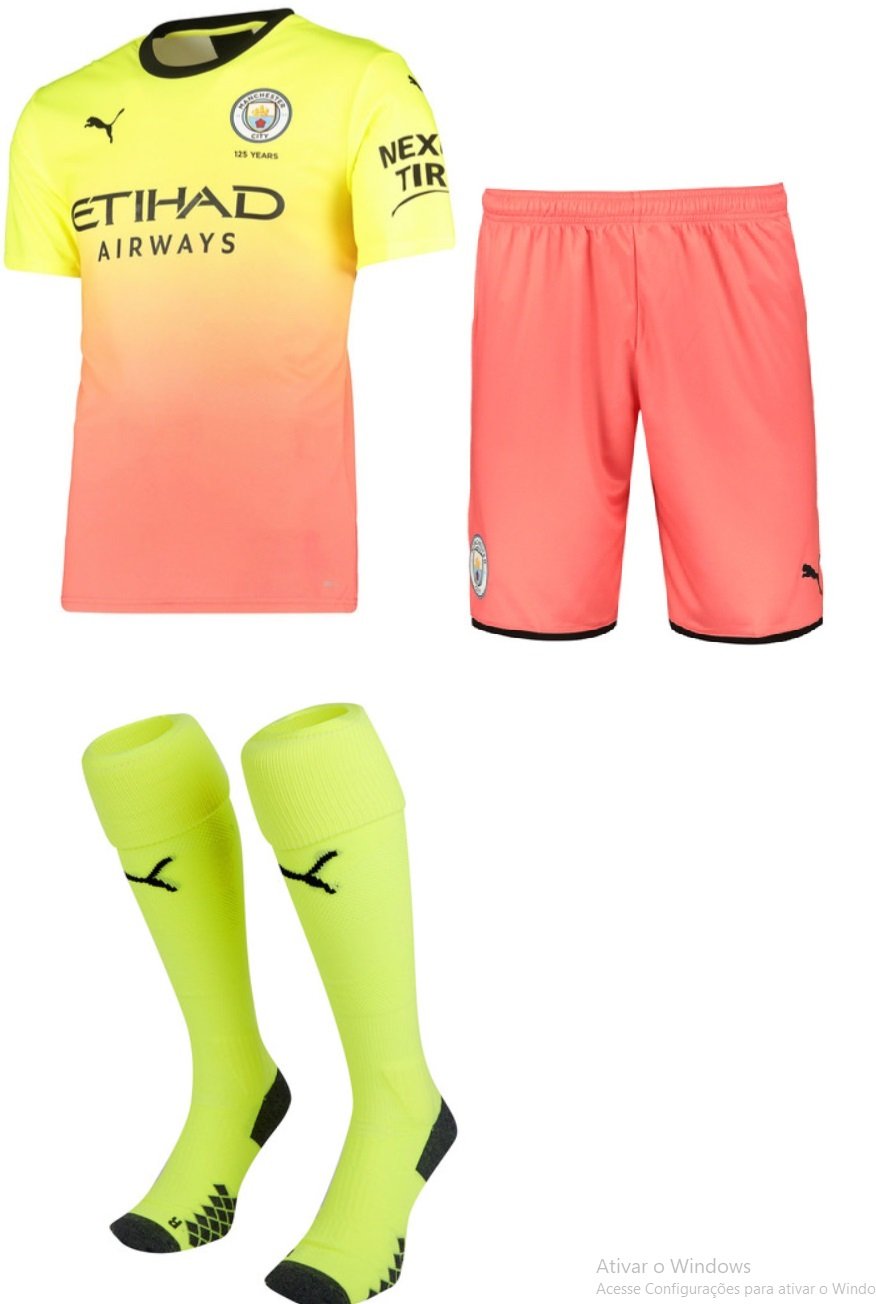 Kit adulto oficial Puma Manchester City 2019 2020 III jogador 